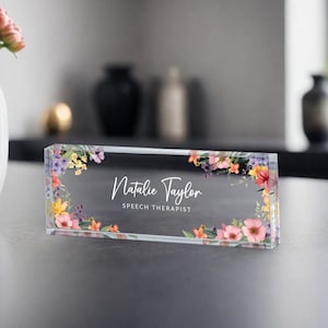 Placa de escritorio, placa acrílica para nombre de escritorio, placa con nombre para profesor, placa acrílica con nombre personalizado, decoración de oficina, placa de escritorio personalizada