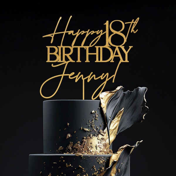18. Geburtstag Tortenstecker, Moderne Geburtstagsdekoration, 18. Geburtstag Tortendeko, Personalisierter Geburtstag Tortenstecker mit Namen