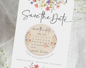 Calendar Save the Date Magnet, Floral Save the Dates Magnet Calendar, Save the Date Cards with Magnet, Personalized Magnets for Wedding