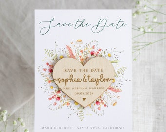 Save the Date Cards with Magnet, Rustic Wildflowers Wedding Magnets, Save the Date Wedding Magnet, Custom Magnet for Wedding, Save the Dates