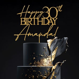 Topper per torta di compleanno per 30 anni, Topper per torta di buon compleanno, Topper per torta di compleanno con nome personalizzato per 30 anni, Topper per torta di compleanno per 40 anni e 50 anni