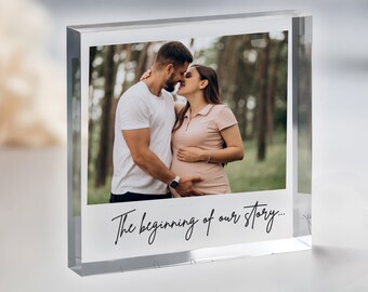 Cadeau photo personnalisé pour les nouveaux parents, Bloc photo acrylique personnalisé, Plaque photo pour nouveaux parents, Cadeau pour la fête des pères, Cadeau pour la fête des mères