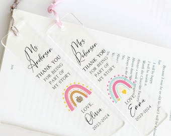 Personalisiertes Lehrer Lesezeichen, Regenbogen Lehrer Lesezeichen, Danke Geschenk für Lehrer, Lehrer Wertschätzung Geschenk, benutzerdefiniertes Lesezeichen für Lehrer