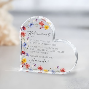Cadeau de retraite personnalisé, plaque acrylique de retraite, cadeau de retraite pour femme, plaque de retraite, cadeau de message personnalisé pour la retraite