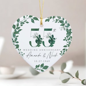 55e verjaardag keramisch ornament, smaragd verjaardagscadeau, 55e huwelijksverjaardag ornament aandenken, smaragdgroen bruiloft ornament cadeau
