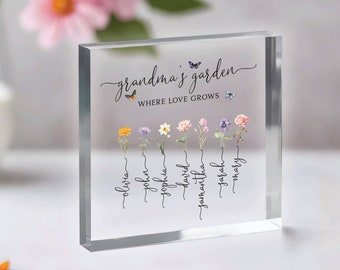 Cadeau personnalisé pour grand-mère, cadeau de fête des mères pour grand-mère, fleurs personnalisées pour le mois de naissance du jardin de grand-mère, idées cadeaux grand-mère