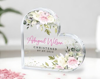 Christening Gift for Baby Girl, Personalized Christening Gifts, Elegant Eucalyptus Christening Keepsake,Baptism Gift, Godparents Gift,Plaque