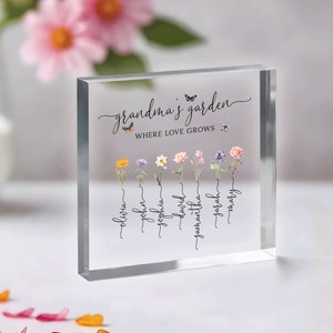 Personalized Gift For Grandma, Mother's Day Gift For Grandma, Grandma' s Garden Personalized Birth Month Flower, Grandmother Gifts Ideas Square