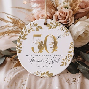 50. Hochzeitstag Ornament, 50. Jahrestag Geschenk für Paar, Goldhochzeit Geschenk, 50. Hochzeitstag Keramik Ornament