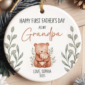 First Father&#39;s Day Grandpa Gift, 1st Father&#39;s Day Gift for Grandfather, Personalized Father&#39;s Day Ceramic Ornament, Father&#39;s Day Keepsake