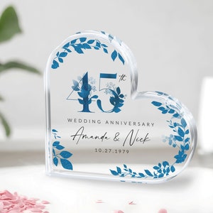 45th Anniversary Gift, Personalized 45th Anniversary Plaque, 45th Wedding Anniversary Gift for Parents, Custom Sapphire Anniversary Keepsake