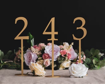 Tischnummern Hochzeit, Gold Tischnummern für die Hochzeit, rustikale Hochzeitsdeko, Holztischnummern, benutzerdefinierte Hochzeitsnummern