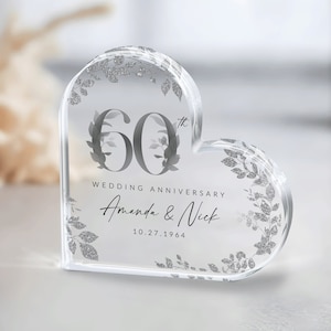Personalized 60th Anniversary Gift, Diamond 60th Wedding Anniversary Gift, 60th Wedding Anniversary Acrylic Plaque, Gift for Husband Wife