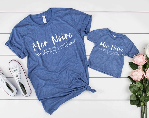 Bella Canvas 3413 3413b Mockup Blue Triblend Knotted