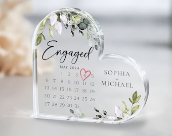 Regalo de compromiso personalizado, placa acrílica de calendario comprometido, regalo de compromiso para pareja, regalo de recuerdo de compromiso, regalo comprometido para pareja