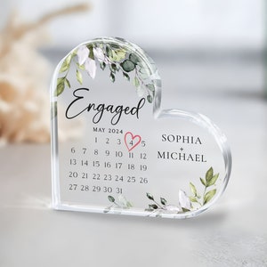 Personalized Engagement Gift, Engaged Calendar Acrylic Plaque, Engagement Gift for Couple, Engagement Keepsake Gift, Engaged Gift for Couple