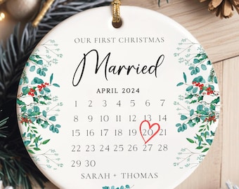 Our First Christmas Married Gift, Married Christmas Ornament, Personalized Married Christmas Ornament, Anniversary Christmas Gift
