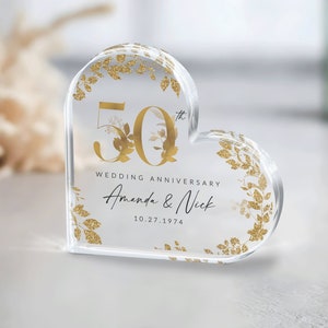 Cadeau personnalisé 50e anniversaire, cadeau d'anniversaire en or, plaque souvenir 50e anniversaire de mariage, cadeau 50e anniversaire en or pour couple