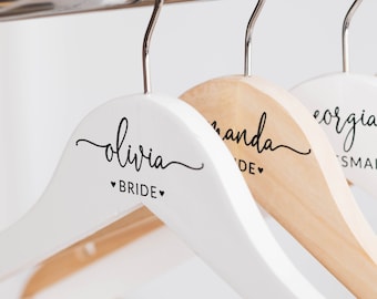 Personalized Bridesmaid Hangers, Wedding name hangers, Bridal dress hanger, Personalized hangers for wedding, Wedding hangers,Custom hangers