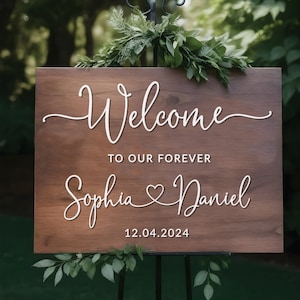 Plaque de bienvenue pour mariage, plaque de mariage rustique, plaque de bienvenue pour mariage personnalisée, plaque de mariage en bois, plaque de bienvenue pour shower de mariage rustique