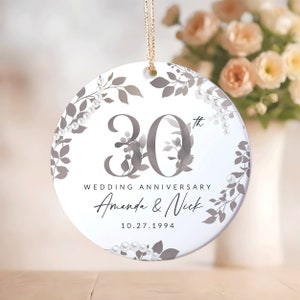 Personalized 30th Anniversary Ceramic Ornament, 25th Anniversary Gift, 25th Wedding Anniversary Ornament, Pearl Wedding Anniversary Gift