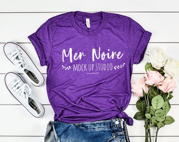 Bella Canvas Mockup 3413 Purple Triblend Knotted Shirt Unisex Bella Canvas Mockup 3413 Purple Triblend Knotted Shirt Unisex