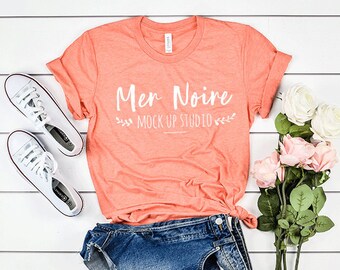 Autumn T Shirt Mockup Bella Canvas Autumn Mockup 3413 Orange Etsy