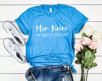 Bella Canvas Mockup 3413 Clay Triblend Knotted Shirt Unisex Etsy