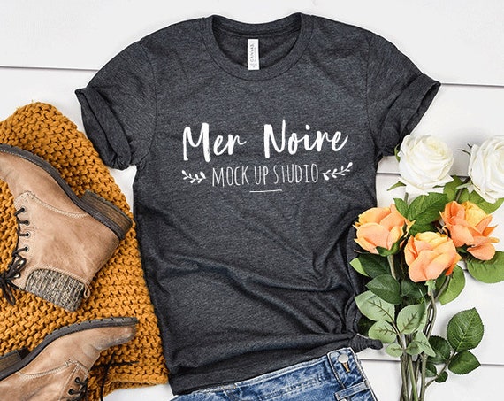 Bella Canvas Autumn Thanksgiving Mockup 3001 Dark Grey Heather
