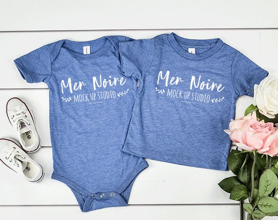 Bella Canvas Mockup 3413b 134b Blue Triblend Bodysuit-Shirt