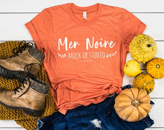 Autumn T-Shirt Mockup Bella Canvas Autumn Mockup 3413 Orange