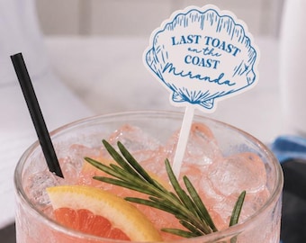 Last Toast on the Coast, Drink Stirrers, Coastal Theme Decor, Cocktail Stir Sticks, Bridal Shower Favors, Custom Bachelorette Party Favors