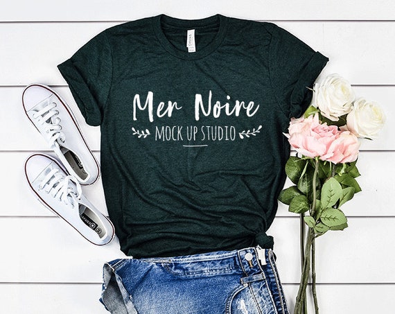 Bella Canvas Mockup 3413 Emerald Triblend Knotted Shirt Unisex