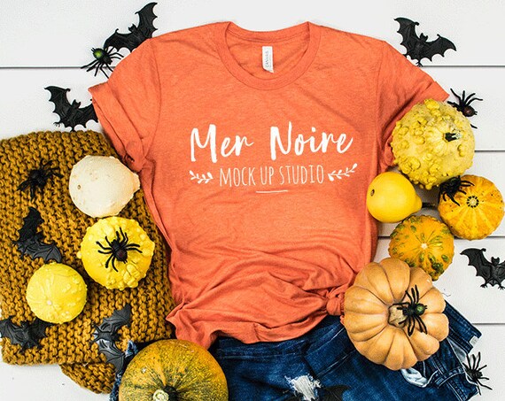 Halloween 3001 Mockup Bella Canvas Halloween Mockup 3413 Orange