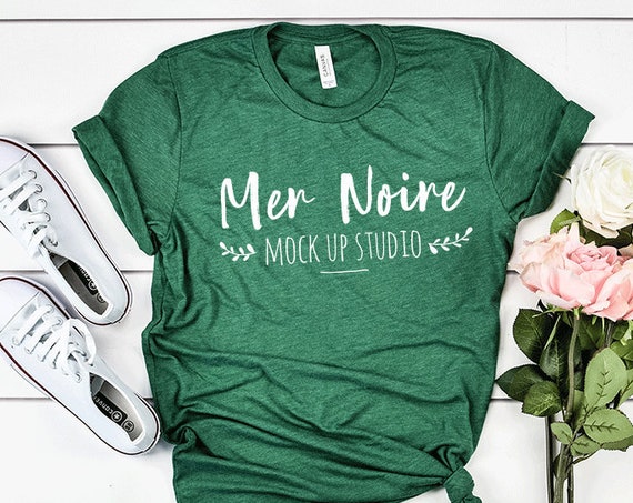 Bella Canvas Mockup 3413 Grass Green Triblend Knotted Shirt