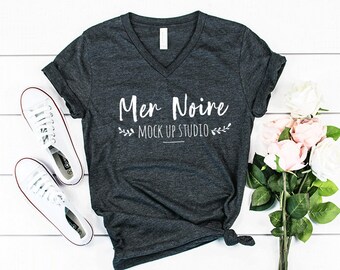 Download Free Bella Canvas mockup, Bella Canvas 3005, 3005 Mockup Dark Gray Heather, T-shirt mockup, Flatlay mockup PSD Template