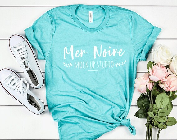 Bella Canvas Mockup 3413 Sea Green Triblend Knotted Shirt Bella Canvas Mockup 3413 Sea Green Triblend Knotted Shirt