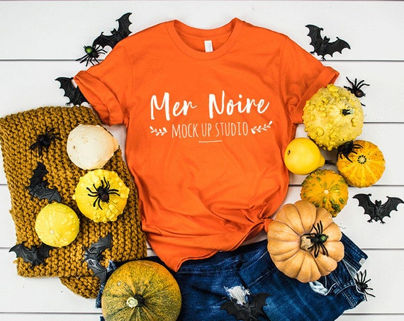 Halloween Shirt Mockup Bella Canvas Halloween Mockup 3001 Orange Halloween Shirt Mockup Bella Canvas Halloween Mockup 3001 Orange