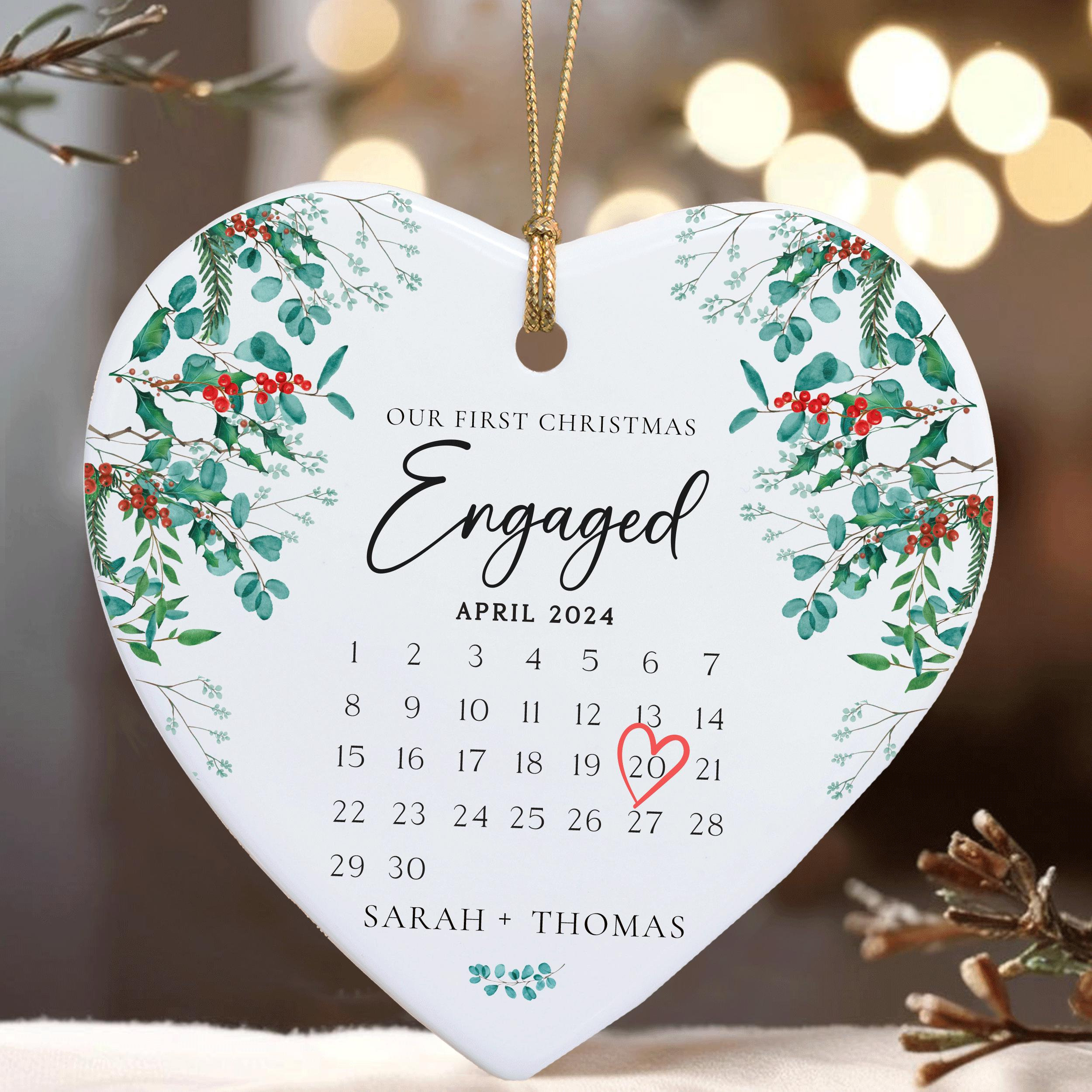 Our First Christmas Engaged with Date Christmas Ornament
