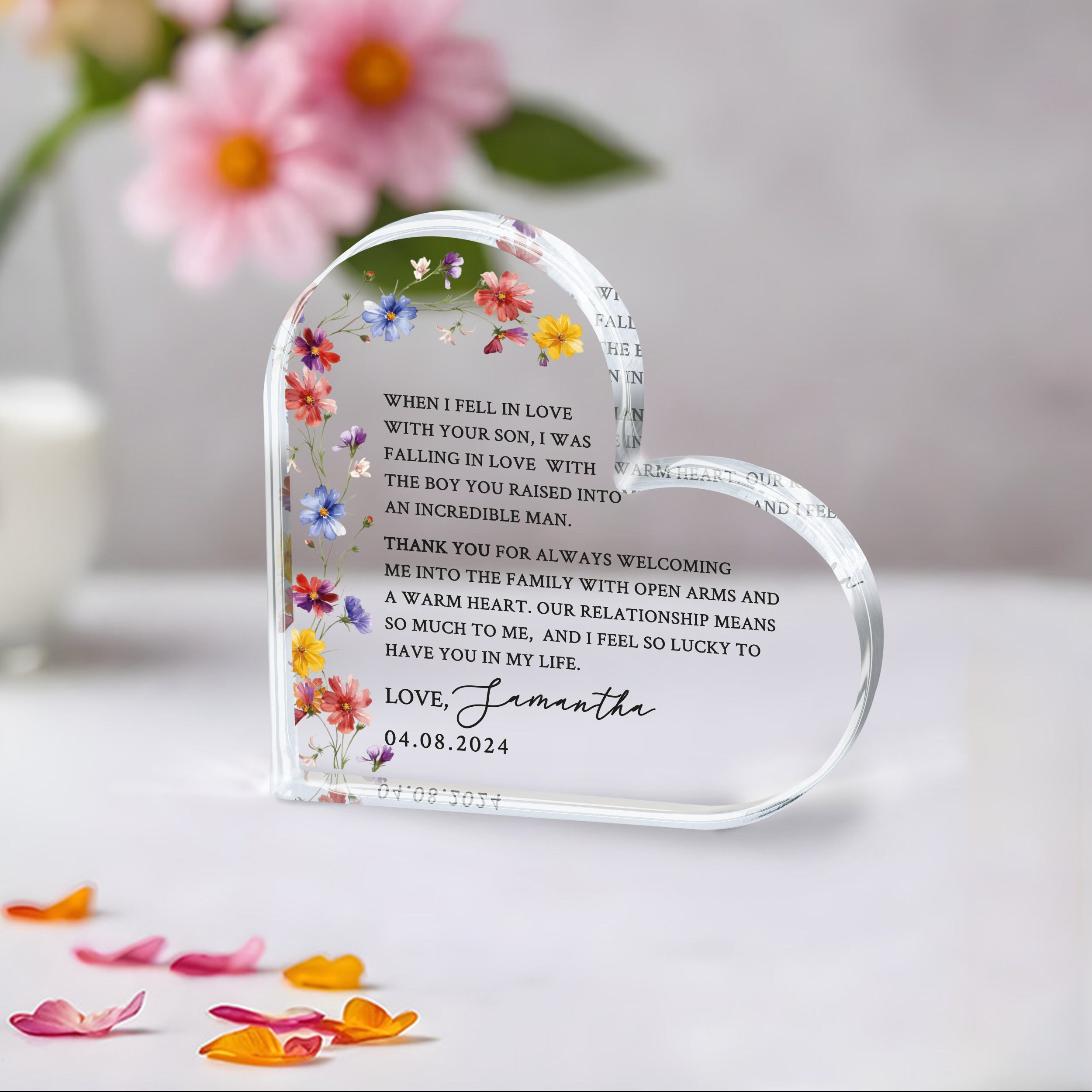 Mutter des Bräutigams Geschenk, personalisierte Mutter des Bräutigams Geschenk Plakette, Geschenk von der Braut, Hochzeitsandenken Geschenke für die Mutter des Bräutigams
