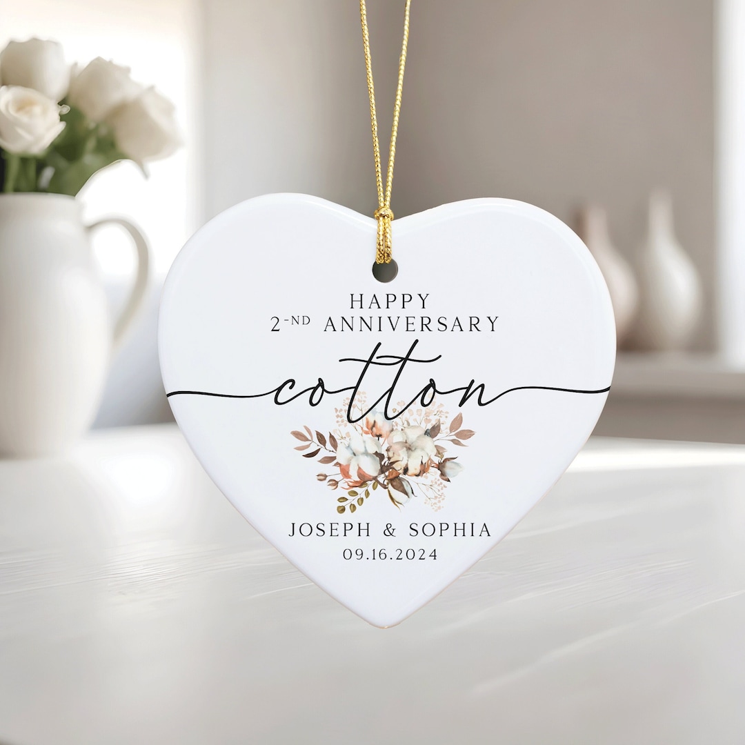 Second Wedding Anniversary Gift, Personalized Cotton Anniversary