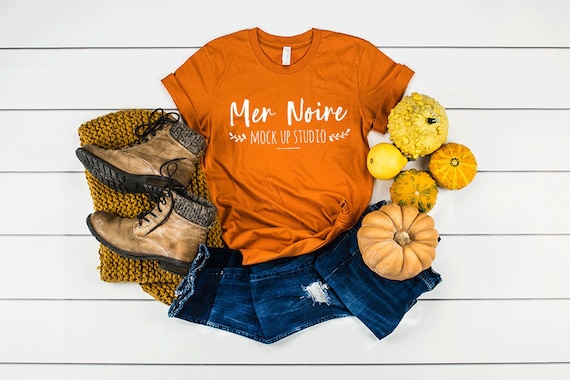Bella Canvas Autumn Thanksgiving Mockup 3001 Burnt Orange Etsy
