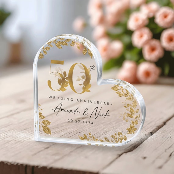Regalo Per Nozze D'Oro 50 Anni - Decorazione Da Tavolo In Acrilico - Ricordo Per Mamma, Papà, Nonni