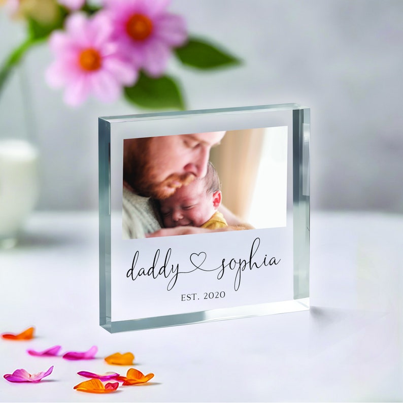 Cadeau personnalisé pour la fête des pères, premier cadeau de fête des pères, cadeau pour papa, cadeau de fête des pères de sa fille, plaque photo en acrylique, cadeau d'un fils Design 1