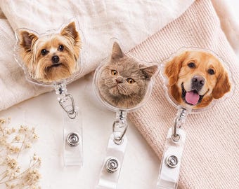 Custom Pet Badge Reel, Pet Photo Nurse Badge Reel, Personalized Dog Photo Retractable ID Holder, Gift for Nurse, Mothers Day Gift