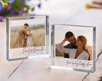 Bloque fotográfico acrílico personalizado, placa acrílica fotográfica personalizada, regalo de boda, regalo familiar, regalos acrílicos con impresión fotográfica, regalo de aniversario