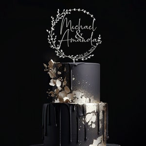 Gold wedding cake topper, Mr Mrs cake topper,Personalized cake topper,Wedding cake topper,Anniversary Cake topper,Custom cake topper, Rustic zdjęcie 4