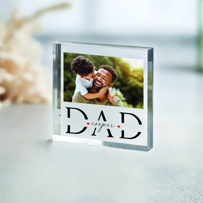 Cadeau personnalisé pour la fête des pères, premier cadeau de fête des pères, cadeau pour papa, cadeau de fête des pères de sa fille, plaque photo en acrylique, cadeau d'un fils Design 2