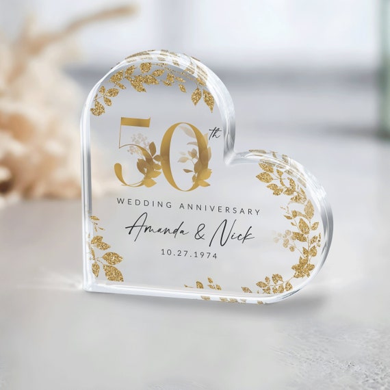 Personalized 50th Anniversary Gift, Gold Anniversary Gift, 50th Wedding Anniversary Keepsake Plaque, Gold 50th Anniversary Gift for Couple