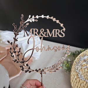 Gold Hochzeitstorte Topper, Mr Mrs Cake Topper, Hochzeitstorte Topper, Hochzeitstorte Topper, Jubiläum Topper, Personalisierter Kuchen Topper, Rustikal Copper Mirror